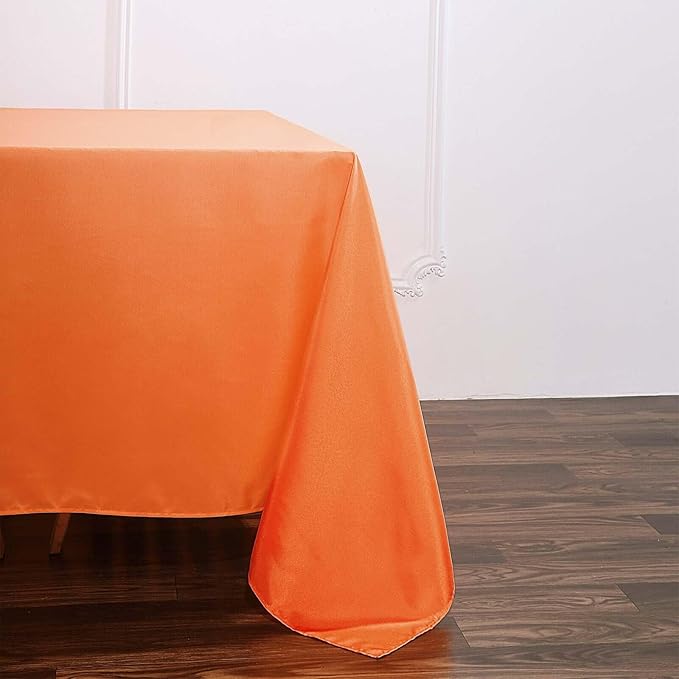 Efavormart 90" Square Polyester Table Overlay for Wedding Kitchen Dining Events - Orange