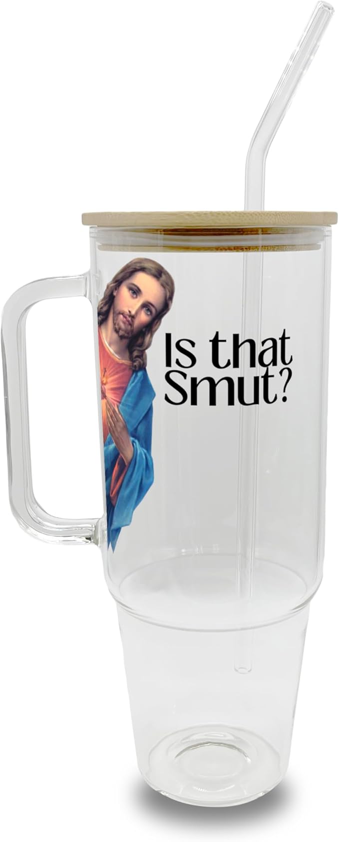 Sip-Sip Hooray! 40oz Is That Smut? Glass Tumbler with Lid and Straw, Book Lover Gift, Booktok, Gift For Reader Drinkware Handmade Aesthetic Coffee Beverage Mug Tumblers Bottles