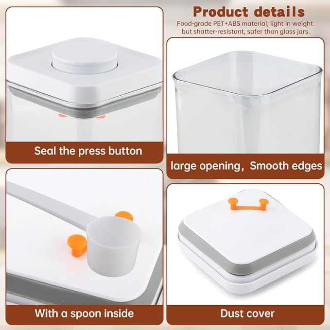 Brown Sugar Container 2Qt/2200ml, Moisture-Proof Kitchen & Pantry Brown Sugar Keeper Container Airtight Saver Storage for Flour, Baking Supplies, Coffee with Locking Lid(clear,Size:2Qt)
