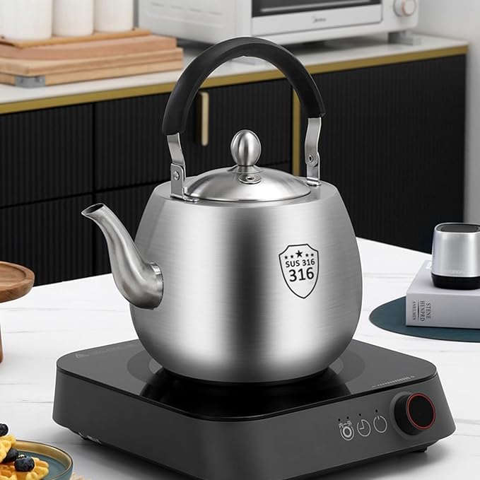 Whistling Tea Kettle, 316 Stainless Steel Teapot for Stovetop with Anti-Scald Handle Suitable for Various Stoves(4L)
