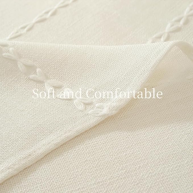 Zobesta White Table Cloth Round Tablecloth 53 inch, Washable Linen Farmhouse Soft Boho Round Table Cloth for Party, Holiday, Picnic, Dining, Outdoor,Fall, Wedding