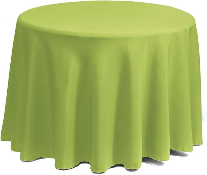 Gee Di Moda Round Tablecloth - 90 Inch Apple Green Round Table Cloth for 30 to 60 Inch Round Tables - Heavy Duty Washable Fabric - for Buffet Table, Holiday Party, Dinner, Wedding & Baby Shower