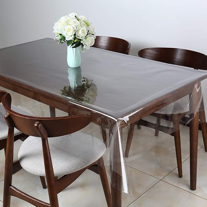 Walrus Clear Vinyl Tablecloth Protector Waterproof/Oil-Proof Plastic Square Transparent Sheet Table Cover 54X54 Inch