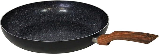 IMUSA 12-Inch Ceramic Nonstick Frying Pan – Black Speckled Aluminum Skillet with Wood-Style Handle, PFOA-Free – Healthy Non-Stick Cookware for All Stovetops