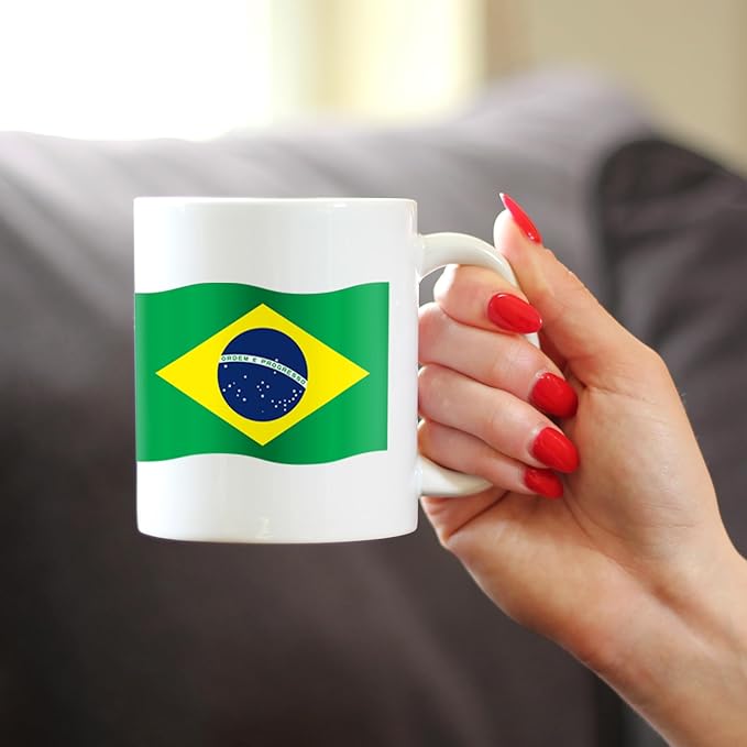 Brazil Flag Coffee Mug - Brazil Souvenirs and Brazilian Gifts for Women and Men - 11oz White Ceramic