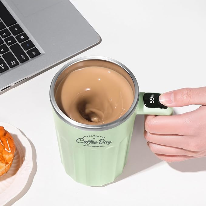 Drink Stirrer,Self Stirring Mug,Self Stirring Coffee Mug,Suitable for Coffee, Milk, Cocoa and Other Beverages (Matcha Green)