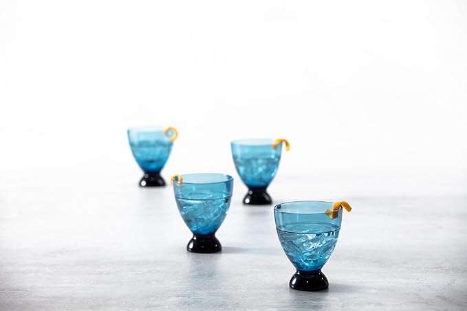 Fortessa Gala Glass, 11 Ounce Lowball Cocktail (Set of 4), Cornflower