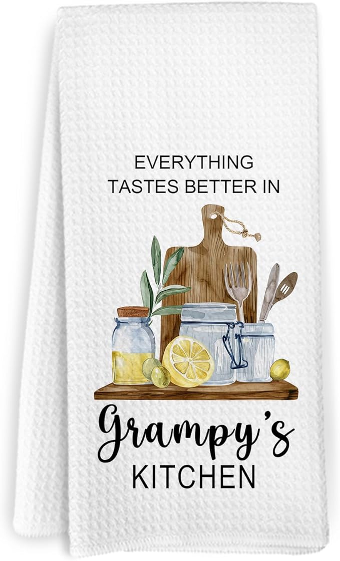 Grampy Gifts Kitchen Towels, Grampy Gifts for Grandpa Grandfather, Fathers Day Birthday Gift for Grandpas from Grandkids, Grandpas Decorative Hand Tea Towels for Kitchen Bathroom, 16x24 Inch