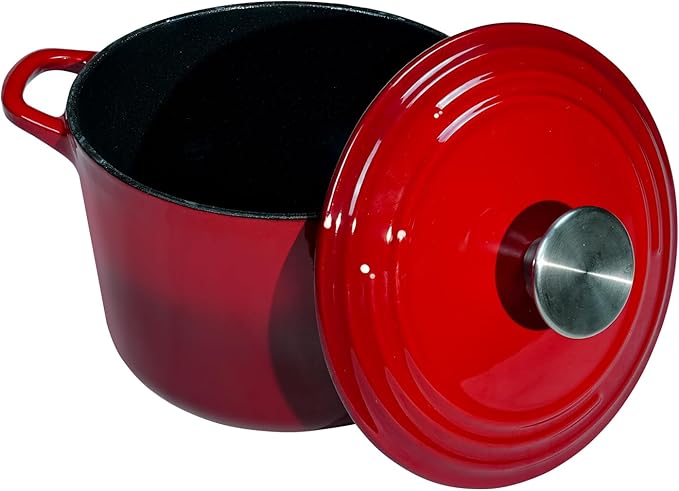 Dutch Oven Pot with Lid 2.8 qt Cast Iron Dutch Oven for Bread Baking Red Enameled Cast Iron Rice Pot with Handels