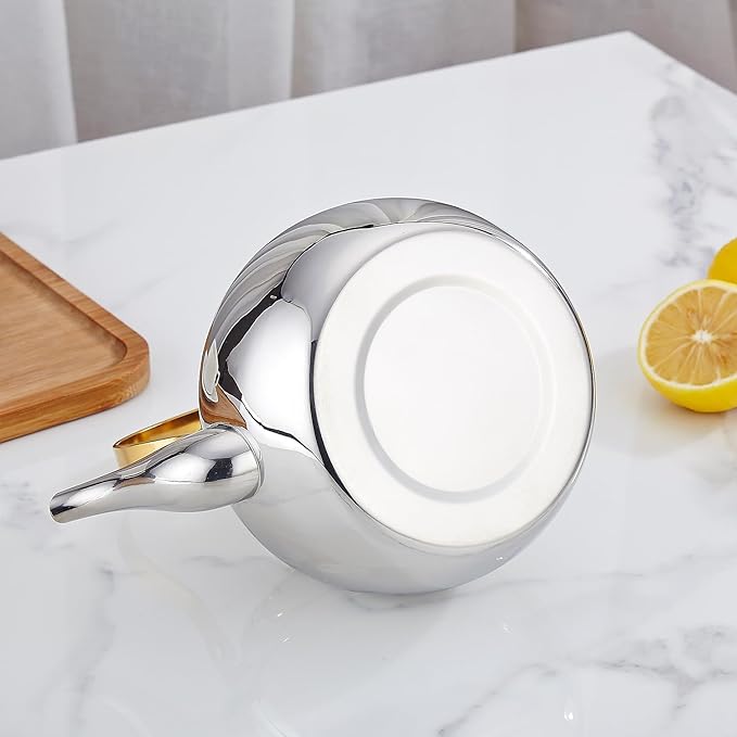 SANQIAHOME 1.3 Quart Stainless Steel Teapot With Infuser,Tea Kettle For Stove Top Minimalist Style