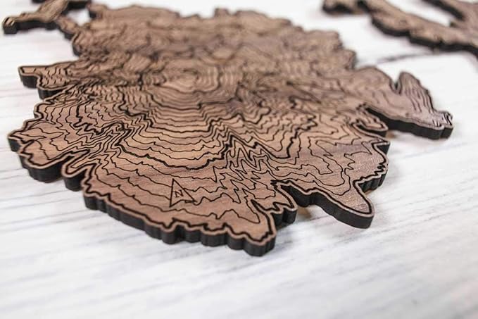 Pacific Northwest Wooden Coasters | Mt. Rainier, Mt. Hood, Mt. Baker, Mt. Bachelor and Mt. St. Helens | Coasters Made Using Real Walnut Wood in the USA [coasters]