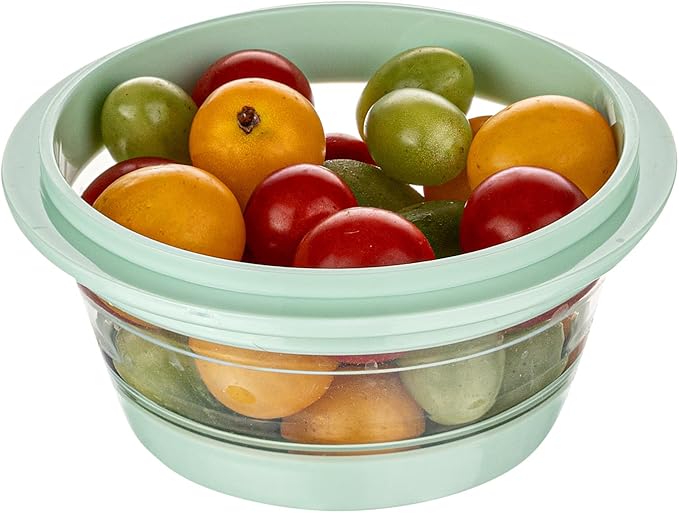 Restaurantware-Fresh Hero 13.6 Ounce Storage Containers, 20 Durable Airtight Food Containers - Microwavable, Freezable, Green Plastic Collapsible Container, Dishwashable, With Vented Lids