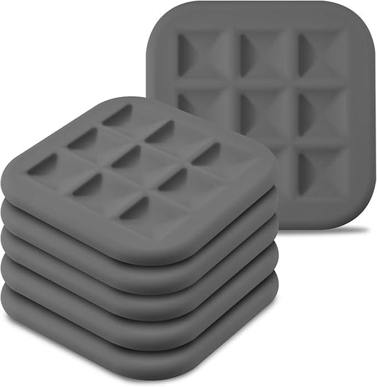 Silicone Trivets for Hot Pots and Pans, Pot Holders Hot Pads 6 Pack Silicone Mats for Kitchen Counter, Soft Durable Drying Mat, Jar Opener and Coasters (Gray)