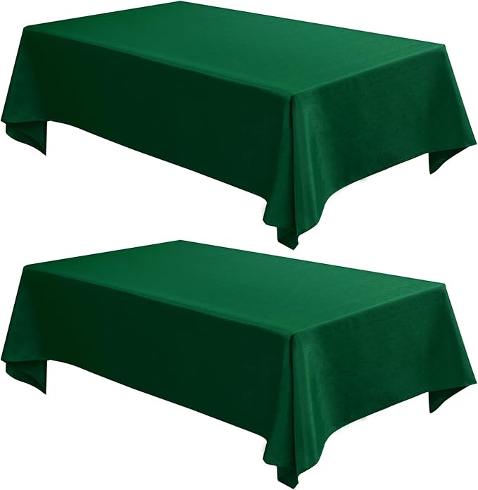 Fitable Faux Linen Christmas Tablecloths 2 Pack, Burlap Textured Table Cloth Rectangle, Decorative Table Covers for Winter Holiday Kitchen Dining Party Farmhouse (Hunter Green, 60 x 102 Inch)