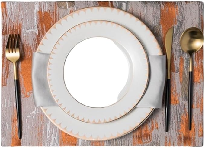 Farmhouse Dining Table Indoor Outdoor Placemat Jacquard Luxury Fabrics Non-Slip Heat Kitchen Table Mats(J haiquan)