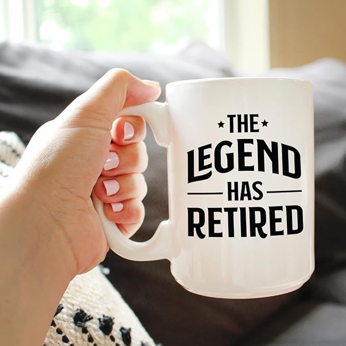 The Legend Has Retired - Funny Coffee Mug Retirement Gift for Boss or Coworkers - Large 15 Oz Ceramic Coffee Cup