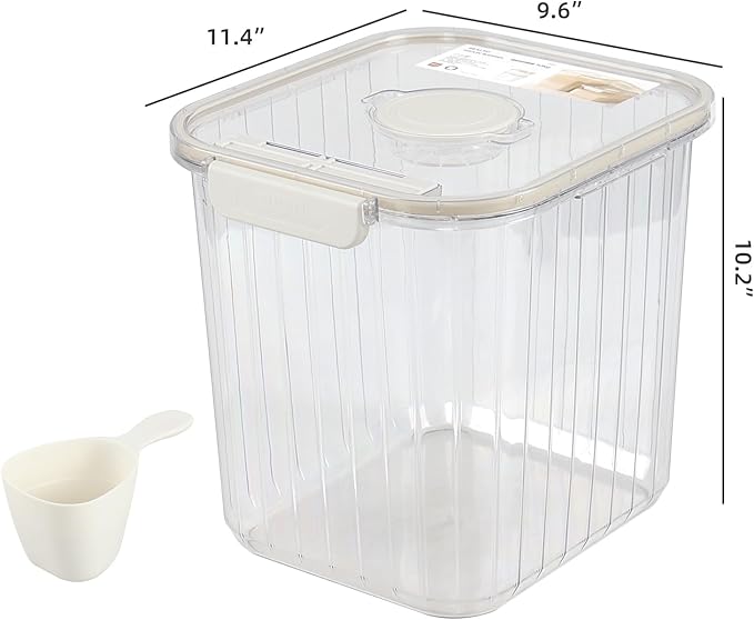 22 Lbs Transparent Airtight Rice Container with Measuring Cup, Rice Storage Container Bin Sealed, BPA-Free, 1 Packs