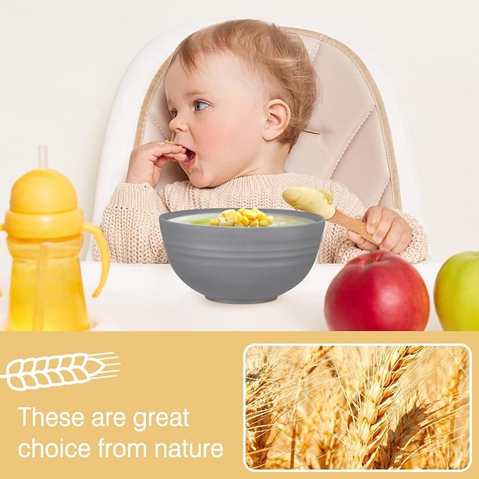 Wheat Straw Dinnerware Sets, Wheat Straw Plates and Bowls Sets for 4 Kitchen Dishes 28pcs College Dorm Room Essentials Cutlery Set Microwave Safe (Gray)