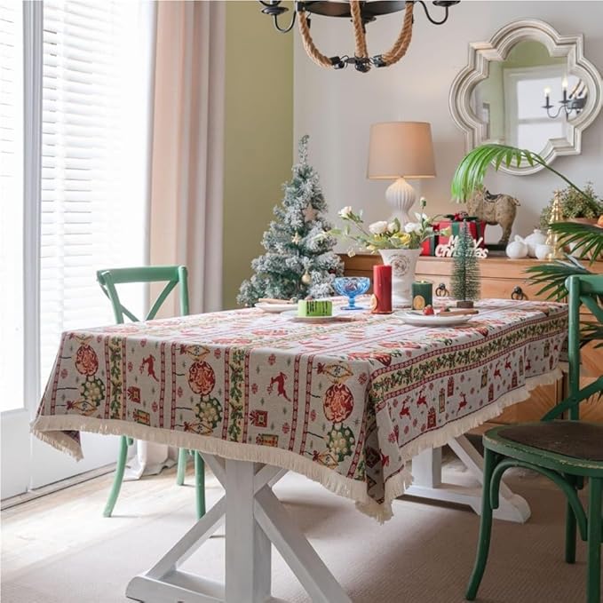 Rectangular Tablecloth Jacquard High-Grade Tablecloth Bohemian Thick Tablecloth Suitable for Restaurant Camping(140 * 220cm)