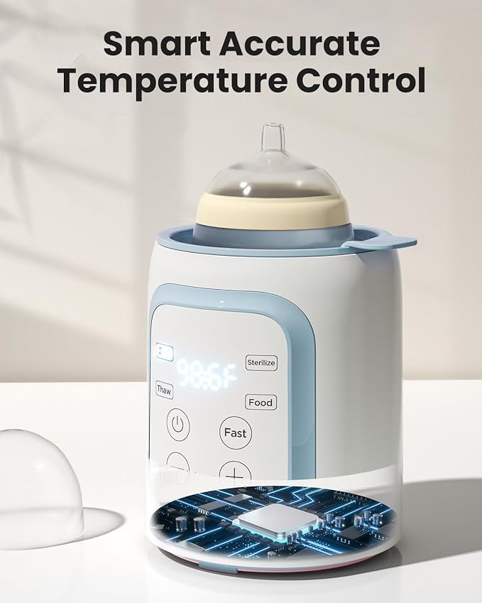 Grownsy Bottle Warmer, 8-in-1 Fast Baby Milk Warmer with Timer for Breastmilk or Formula, Accurate Temperature Control, Multifunctional Baby Bottle Warmers for All Bottles- Blue