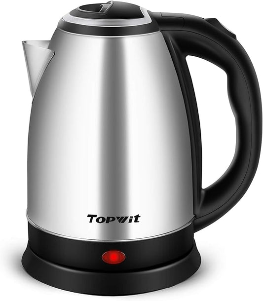 TOPWIT Electric Kettle, 2.0L Hot Water Kettle Electric, BPA-Free Stainless Steel Tea Kettle, Electric Kettles for Boiling Water with Fast Boil, Auto Shut-Off & Boil Dry Protection, Silver