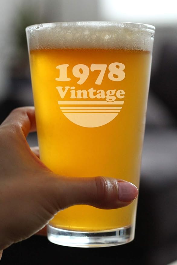 Bevvee Vintage 1978 Pint Glass for Beer - 48th Birthday Gifts for Men or Women Turning 48 - Fun Bday Party Decor - 16 oz