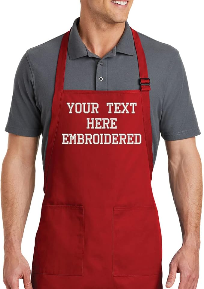 Personalized Apron with Custom Name or Any Text. Chef, Cooking, Grilling, or Baking Gift