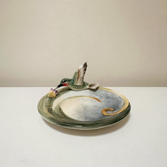 Ceramic Tea Cup and Saucer Set ，6OZ 3D Hand-painted Hummingbird and Flower Coffee Mug，Gift for Women