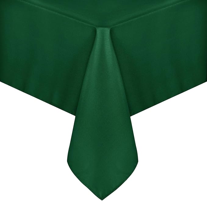 sancua Rectangle Tablecloth - 90 x 132 Inch - Stain and Wrinkle Resistant Washable Polyester Table Cloth, Decorative Fabric Table Cover for Dining Tables, Buffet Parties and Christmas, Hunter Green