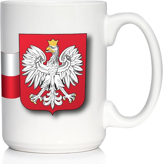 Bevvee Poland Flag Coffee Mug - Polish Gifts for Women & Men - Large 15oz White Ceramic