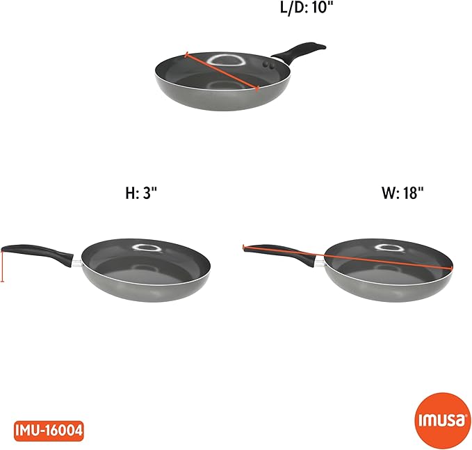 IMUSA 10-Inch PFAS Free Ceramic Nonstick Fry Pan, Gray Aluminum Skillet for Sautéing, Stir Frying & Everyday Cooking