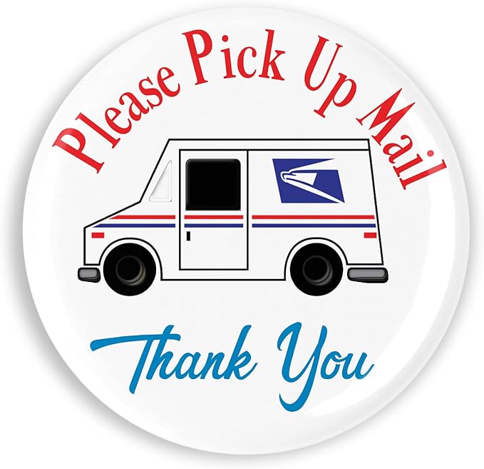 Cute Mail Truck Outgoing Mail Magnet Please Pick Up Mailbox Magnet 2.25 Inch Round