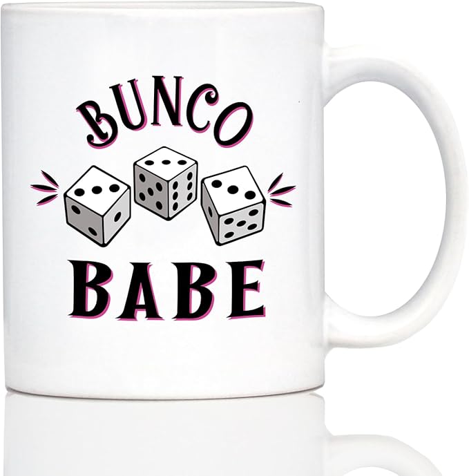 Bunco Babe Coffee Mug - Bunco Decor and Bunco Gifts for Women - 11oz White Ceramic Mug