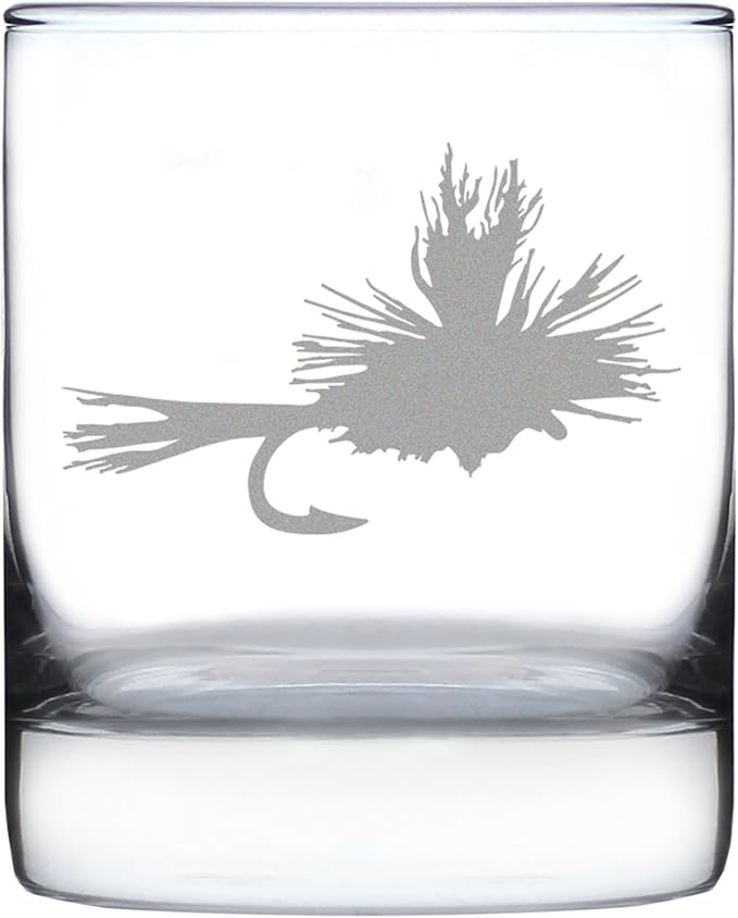 Fly Fishing - Whiskey Rocks Glass - Unique Flyfishing Themed Gifts for Fishermen - 10.25 Ounce