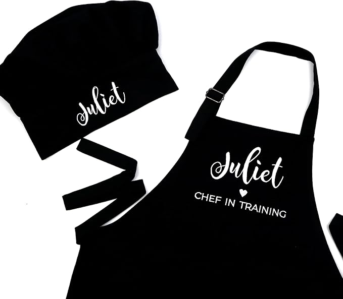 Kids Apron - Embroidered Personalized Cooking Custom Apron with Name, Adjustable, Cotton, with Pockets, for cooking