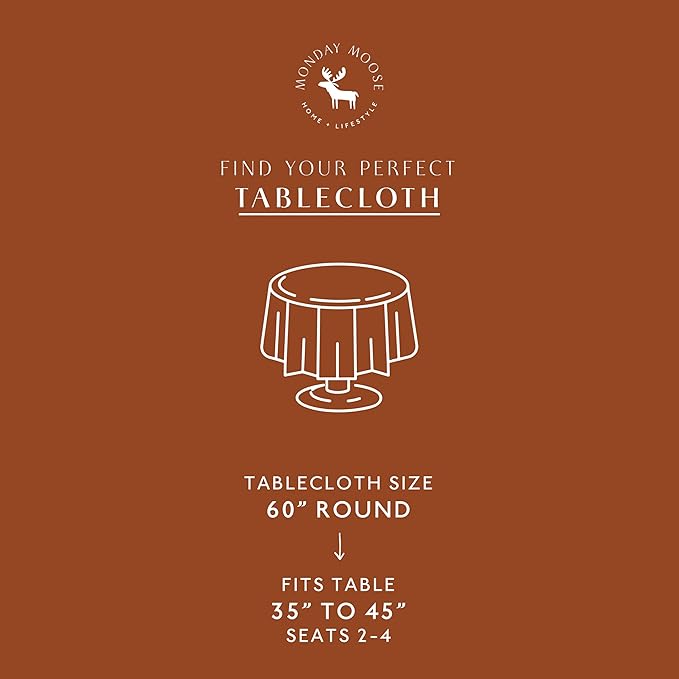 MONDAY MOOSE Ruffle Farmhouse Rustic Round Natural Stonewashed Cotton Tablecloth for Kitchen, Dining Room, Restaurant (60" Round, Cinnamon)