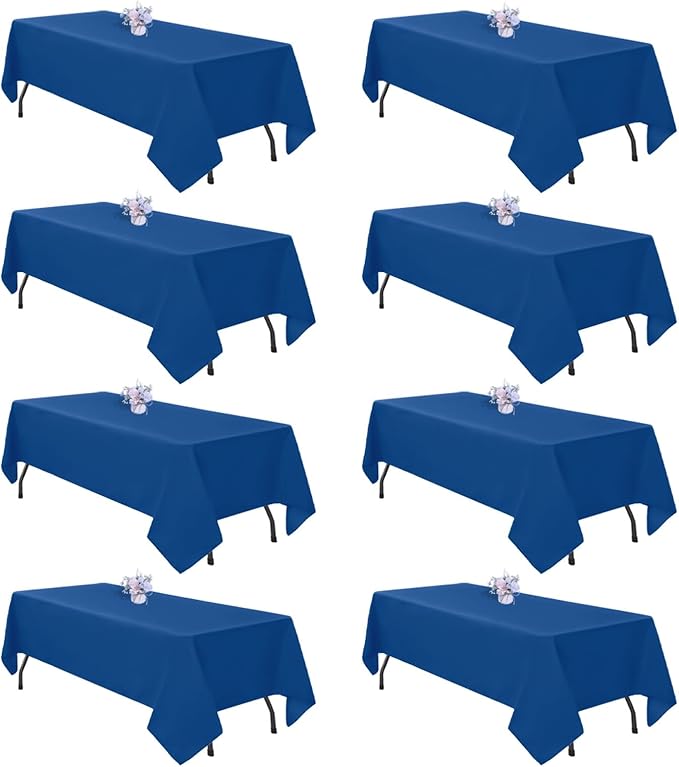 8 Pack Royal Blue Table Cloth 60x126 Inch Rectangle Tablecloths for 8 Foot Rectangle Tables, Wrinkle Resistant Washable Polyester Fabric Rectangular Table Cover for Dining Banquet Wedding Party