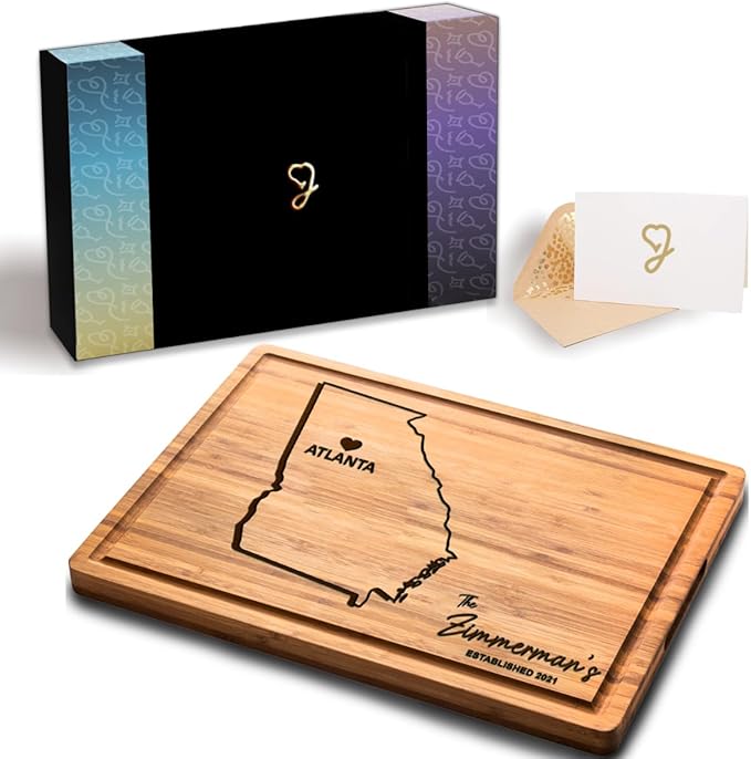Personalized Georgia Cutting Board Home Decor Gifts, State of Georgia Gifts for Women - Men, Wood Engraved Destination Gifts, Custom Kitchen Gift