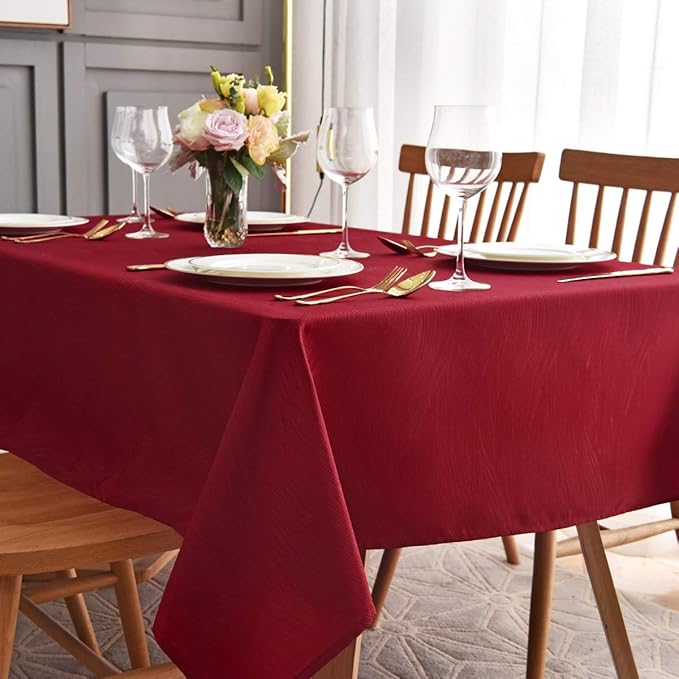 maxmill Square Tablecloths Swirl Design Spillproof Wrinkle Free Heavy Weight Soft Table Cloth for Circular Table Cover of Buffet Banquet Parties Holiday Dinner Square 70 x 70 Inch Red