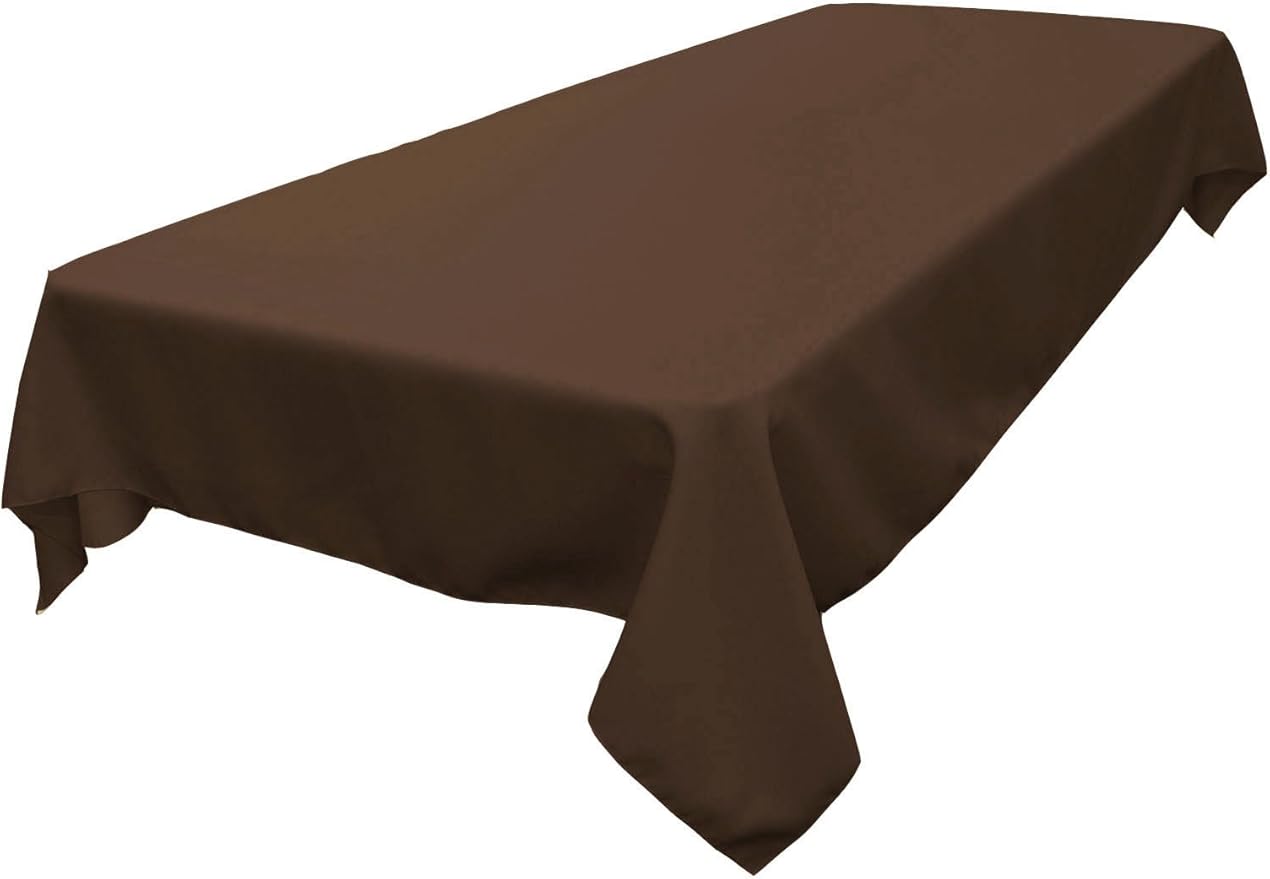 LA Linen Polyester Poplin Washable Rectangular Tablecloth, Stain and Wrinkle Resistant Table Cover 60x90, Fabric Table Cloth for Dinning, Kitchen, Party, Holiday 60 by 90-Inch, Brown