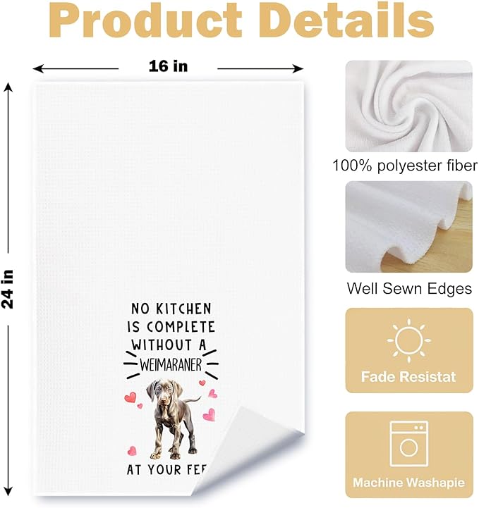 Weimaraner Gifts Kitchen Towels, Weimaraner Dog Dish Tea Towels for Kitchen Decor, Dog Lover Mom Dad Gifts Decorative Hand Towel, 16x24 Inches Set of 2
