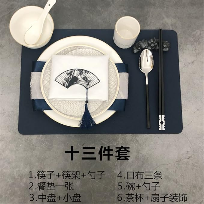 A Set Of Cutlery Set Bone China Dinner Plate Restaurant Round Plate Dish Plate Placemat Set