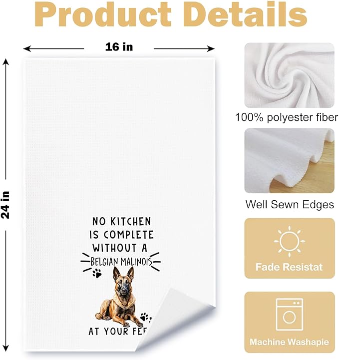 Belgian Malinois Funny Dog Kitchen Towels - Belgian Malinois Waffle Weave Hand Towels,A Kitchen is Not Complete Towel for Home Bathroom,Dog Lovers Gift,16×24 Inch
