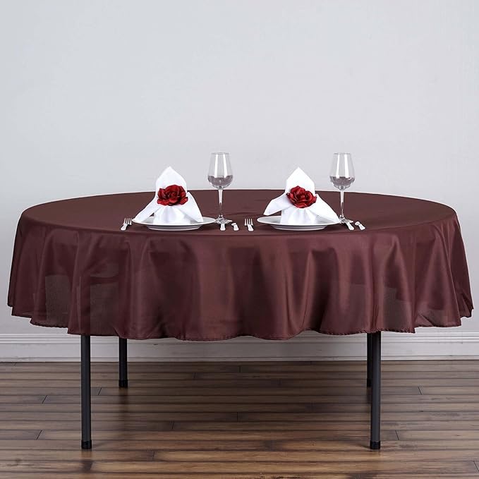 Efavormart Round Tablecloth, 90 Inch Stain & Wrinkle Resistant Washable Table Cloth, Decorative Polyester Fabric Table Cover for Banquet, Wedding, Dining- Chocolate