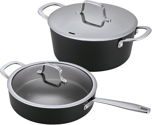 Alva Maestro Ceramic Nonstick Cookware Set – 4.5-Qt Stock Pot & 4-Qt Sauté Pan with Lids, Made Without PFOA, PTFE, PFAS Ceramic Coating, Induction & Oven Safe, Even Heat, Easy to Clean