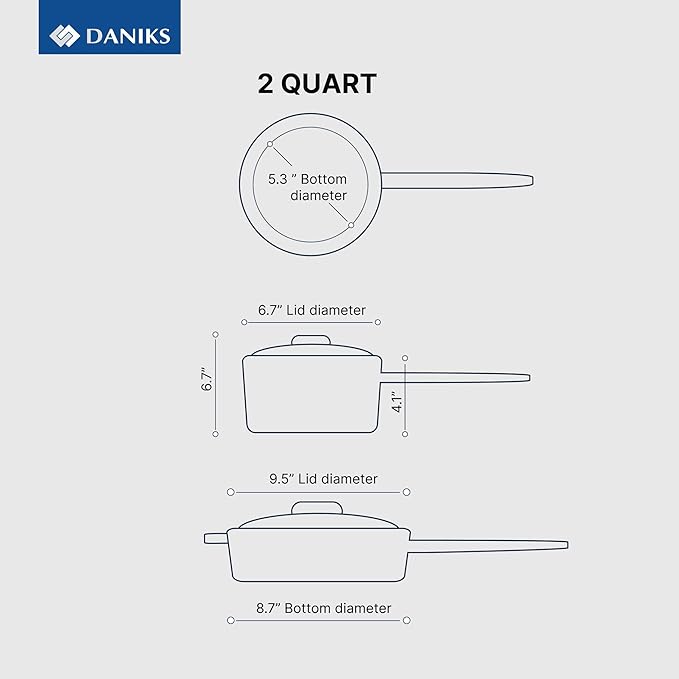 Daniks Oslo 10-Piece Stainless Steel Cookware Set with Glass Lids, Includes Saucepan and Frying Pan with Lid, Tri-Ply Bases for Even Heating, Induction Compatible, Dishwasher Safe, Bakelite Handles