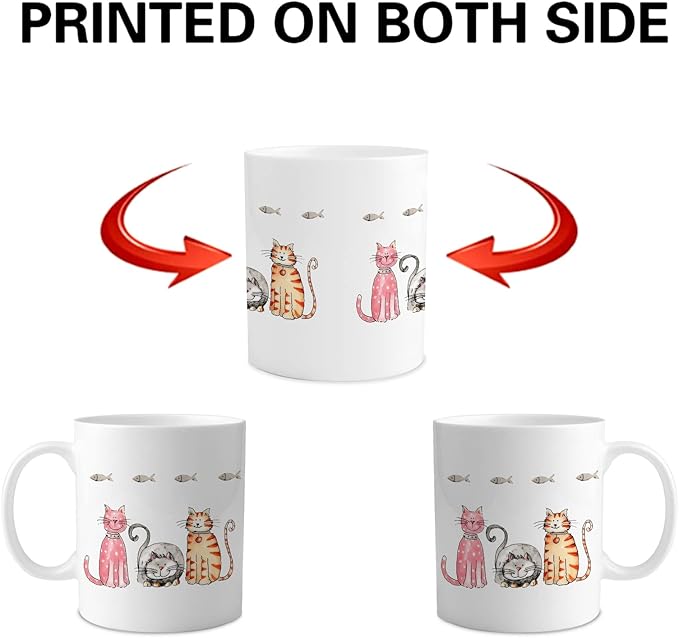 Gift Company Ceramic Coffee Cup Tea Mug Gift Ideas for Animal Lovers Cat Pattern 11oz