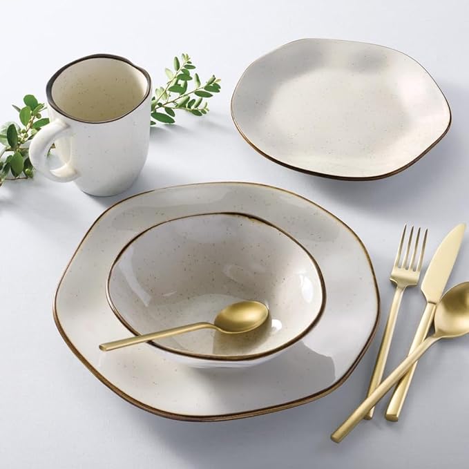 Oxford Ryo-Sandbar Porcelain 16 Piece Dinnerware Set Service for 4