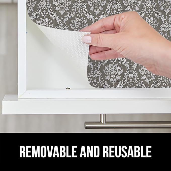 GORILLA GRIP DripGuard Shelf Liner, Non Adhesive Drawer and Kitchen Cabinet Protector, Slip Resistant BPA Free Smooth Surface Plastic Liners for Cabinets, Bathrooms, Closets, 12x120 Inch, Beige Cream