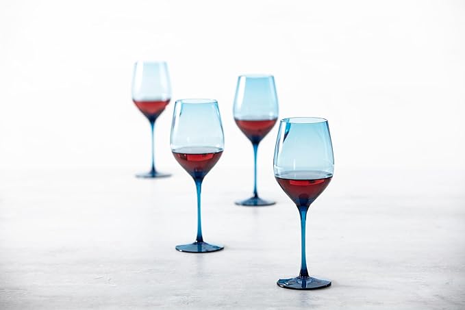 Fortessa Gala Glass, 14 Ounce Universal Wine (Set of 4), Cornflower